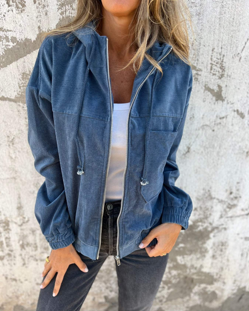 Ella | Corduroy Zip-Up Hoodie