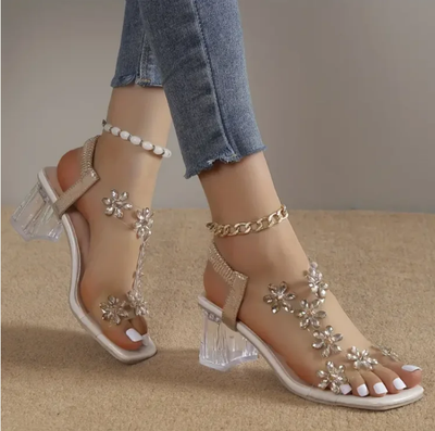 Caralina - Flower and Rhinestone Heel