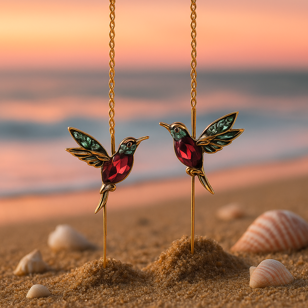 Shay | Earrings with hummingbird enamel and zirconia