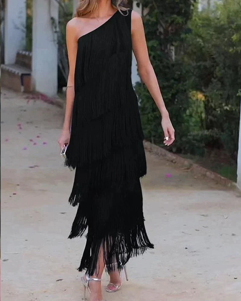 Laura | Long Dress with Fringes