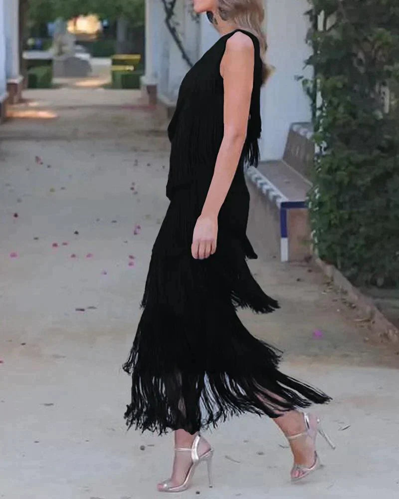 Laura | Long Dress with Fringes
