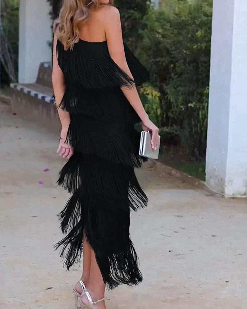 Laura | Long Dress with Fringes