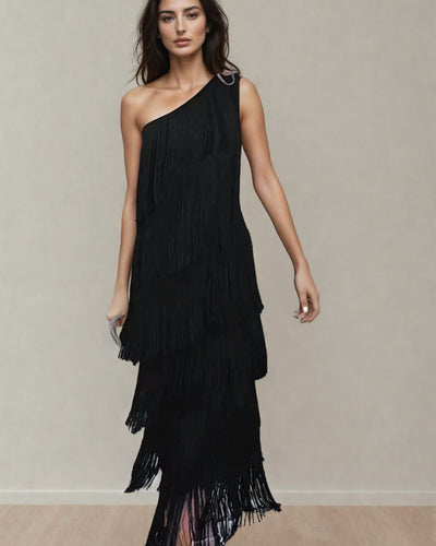 Laura | Long Dress with Fringes