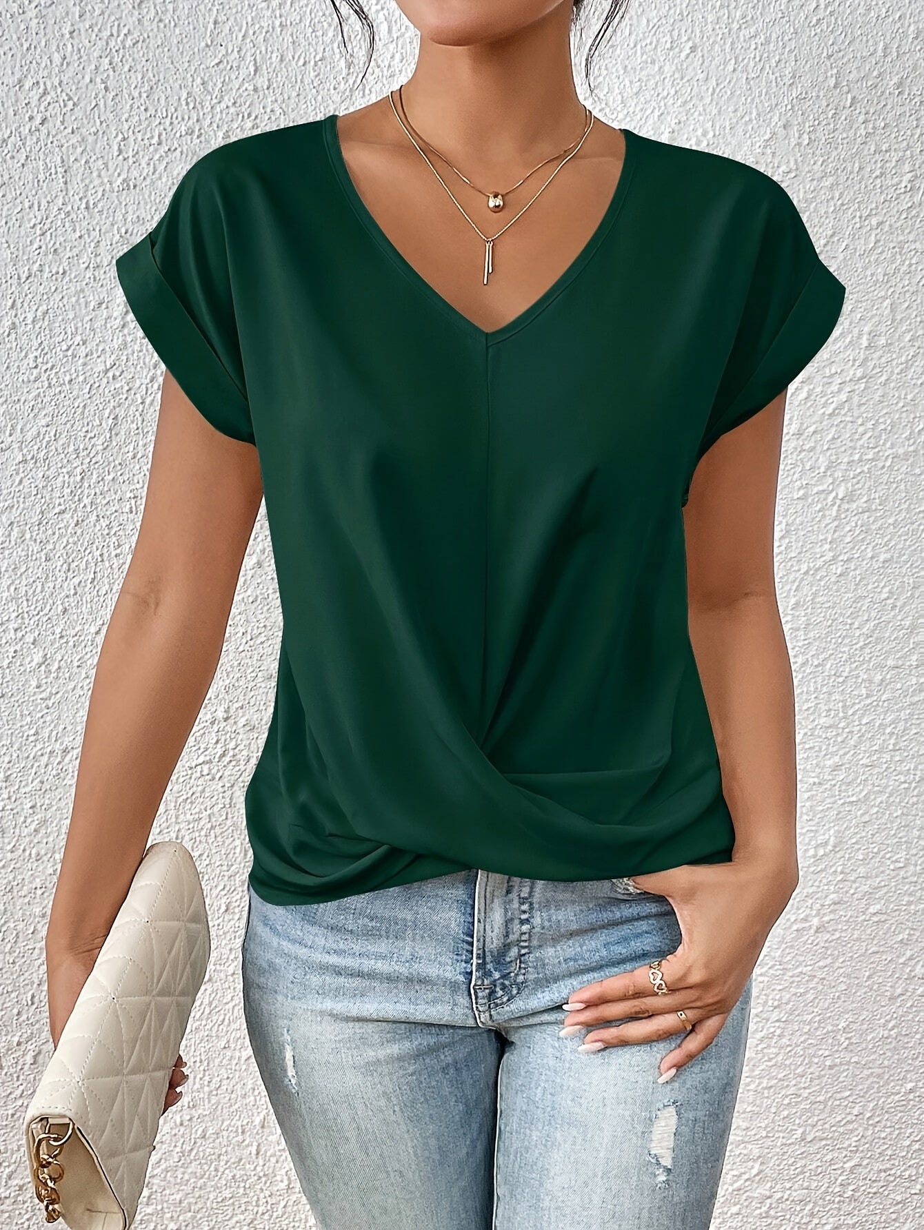 Greta™ | Casual T-Shirt with Soft V-Neck