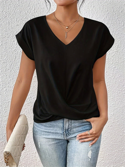 Greta™ | Casual T-Shirt with Soft V-Neck