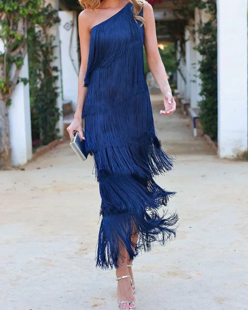 Laura | Long Dress with Fringes