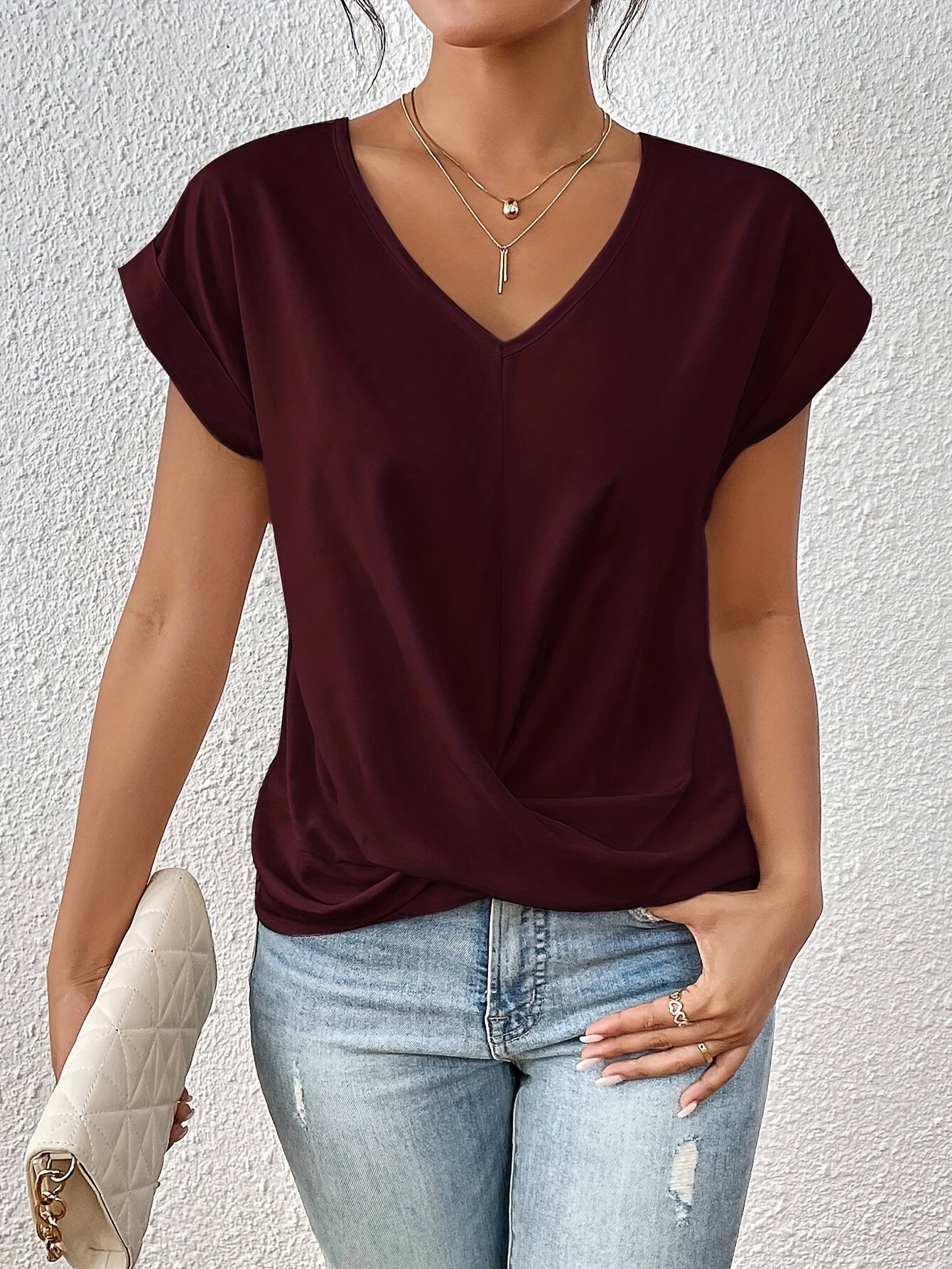 Greta™ | Casual T-Shirt with Soft V-Neck