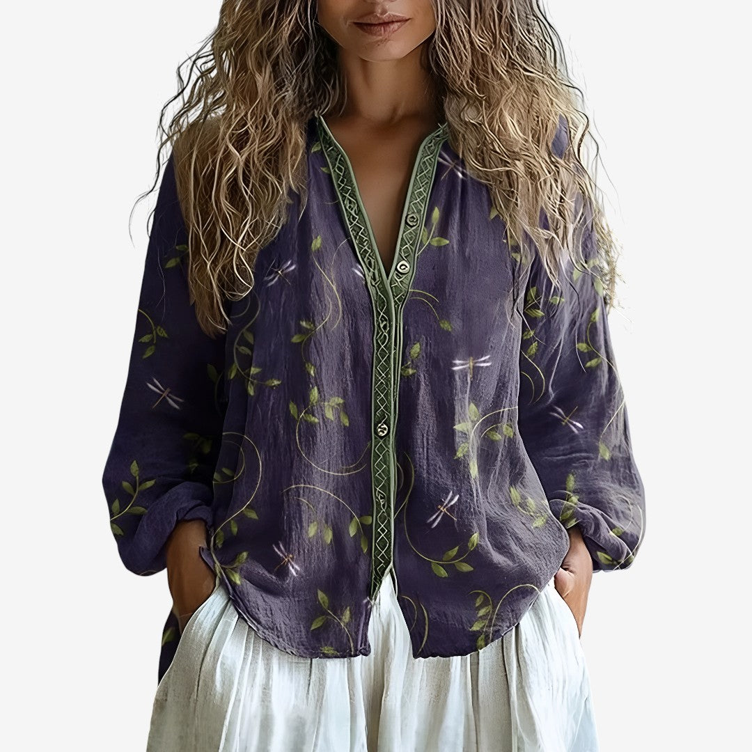 Ámbar™ – Blouse with Leaf Pattern