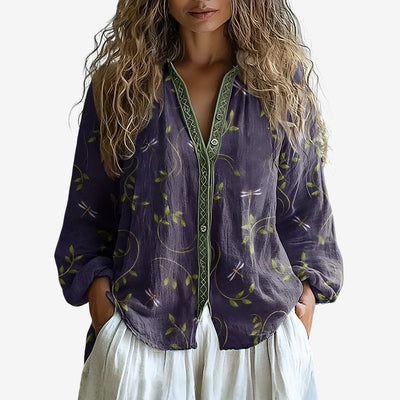 Ámbar™ – Blouse with Leaf Pattern