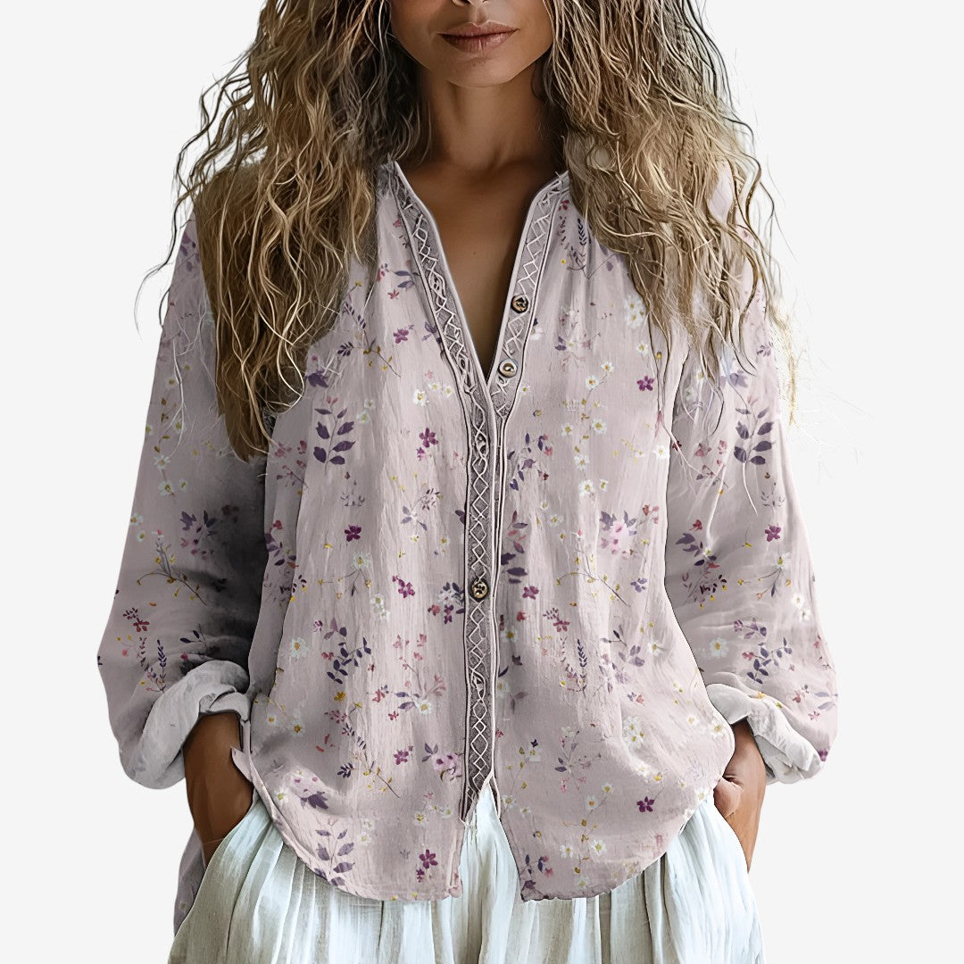Ámbar™ – Blouse with Leaf Pattern