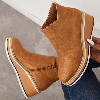 Priscilla Stylish Ankle Boots | Zip & Platform Sole