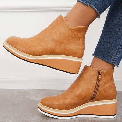 Priscilla Stylish Ankle Boots | Zip & Platform Sole