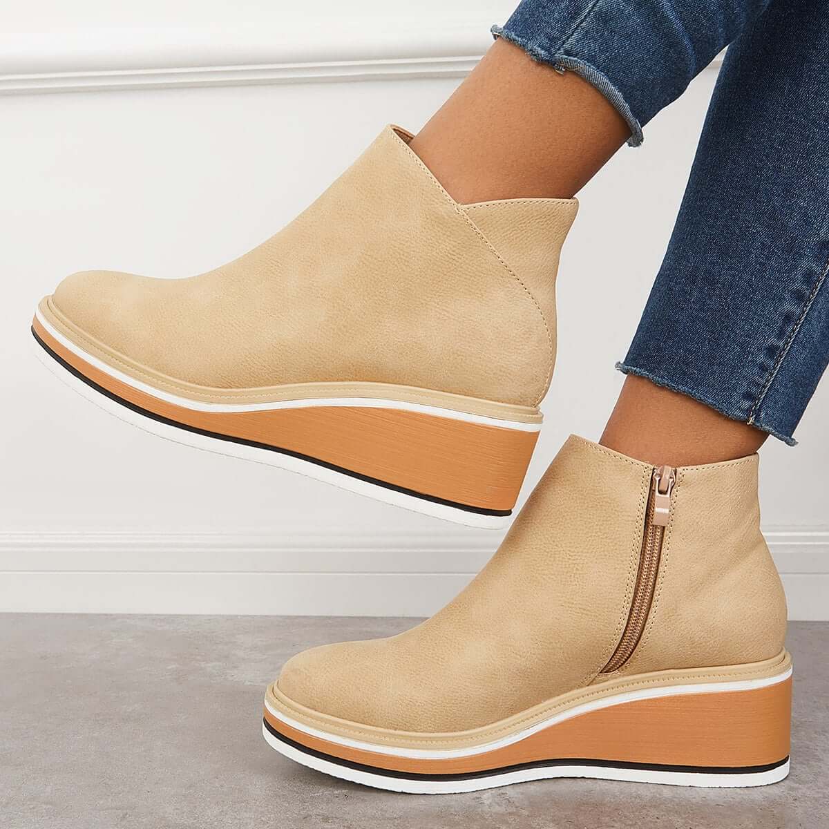Priscilla Stylish Ankle Boots | Zip & Platform Sole