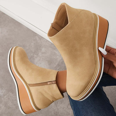 Priscilla Stylish Ankle Boots | Zip & Platform Sole