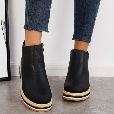 Priscilla Stylish Ankle Boots | Zip & Platform Sole