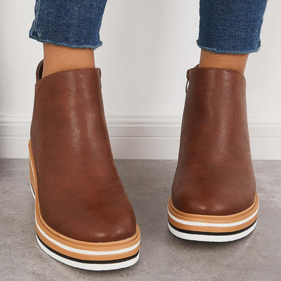 Priscilla Stylish Ankle Boots | Zip & Platform Sole