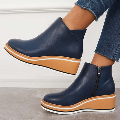 Priscilla Stylish Ankle Boots | Zip & Platform Sole