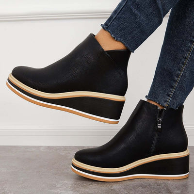 Priscilla Stylish Ankle Boots | Zip & Platform Sole