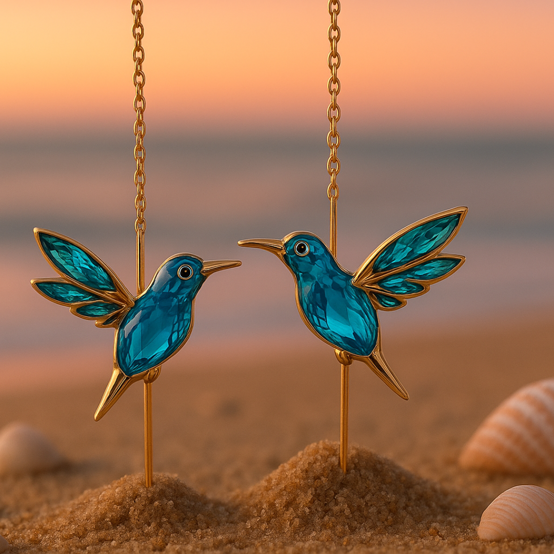 Shay | Earrings with hummingbird enamel and zirconia