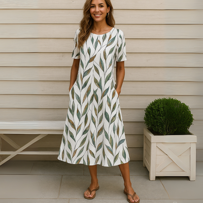 Malgorzata - Summer Midi Dress With Coastal Flowers