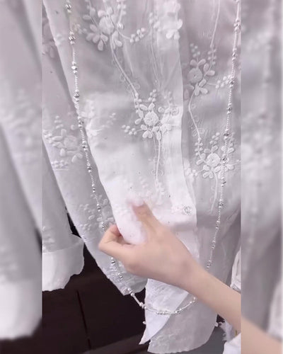 Embroidered Solid Color Shirt with Dropped Shoulders